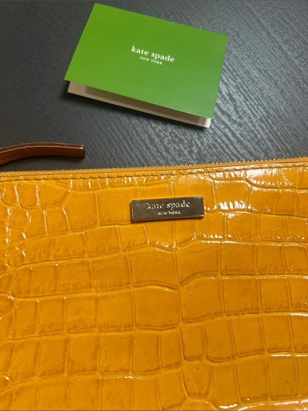 kate spade Yellow Croc-Embossed Chain Wristlet - Picture 2 of 6